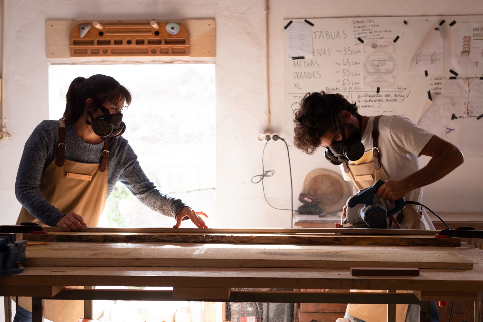 couple wood carpenter